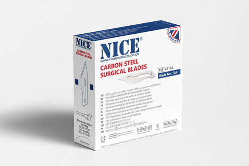 NICE® No.10A Sterile Carbon Steel Surgical Blades CS10A (Box of 100)