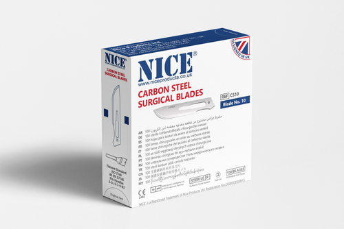 NICE® No.10 Sterile Carbon Steel Surgical Blades CS10 (Box of 100)