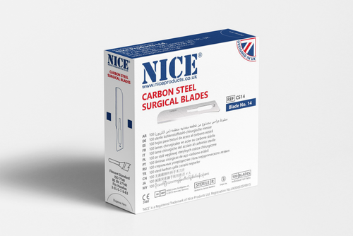 NICE® No.14 Sterile Carbon Steel Surgical Blades CS14 (Box of 100)