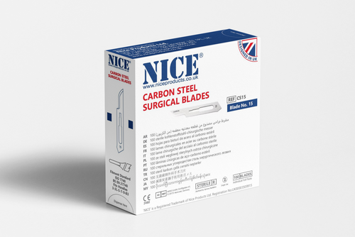 NICE® No.15 Sterile Carbon Steel Surgical Blades CS15 (Box of 100)