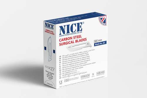 NICE® No.20 Sterile Carbon Steel Surgical Blades CS20 (Box of 100)