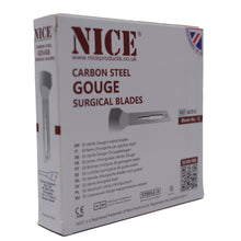 Load image into Gallery viewer, NICE® No.12 Gouge Sterile Carbon Steel Blades GCS12 (Box of 50)