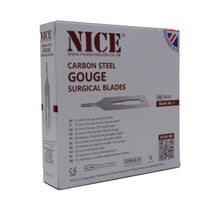 Load image into Gallery viewer, NICE® No.1 Gouge Sterile Carbon Steel Blades GCS1 (Box of 50)