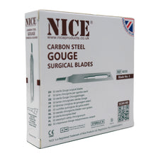 Load image into Gallery viewer, NICE® No.3 Gouge Sterile Carbon Steel Blades GCS3 (Box of 50)