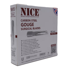 Load image into Gallery viewer, NICE® No.8 Gouge Sterile Carbon Steel Blades GCS8 (Box of 50)