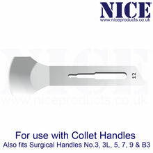 Load image into Gallery viewer, NICE® No.12 Gouge Sterile Carbon Steel Blades GCS12 (Box of 50)