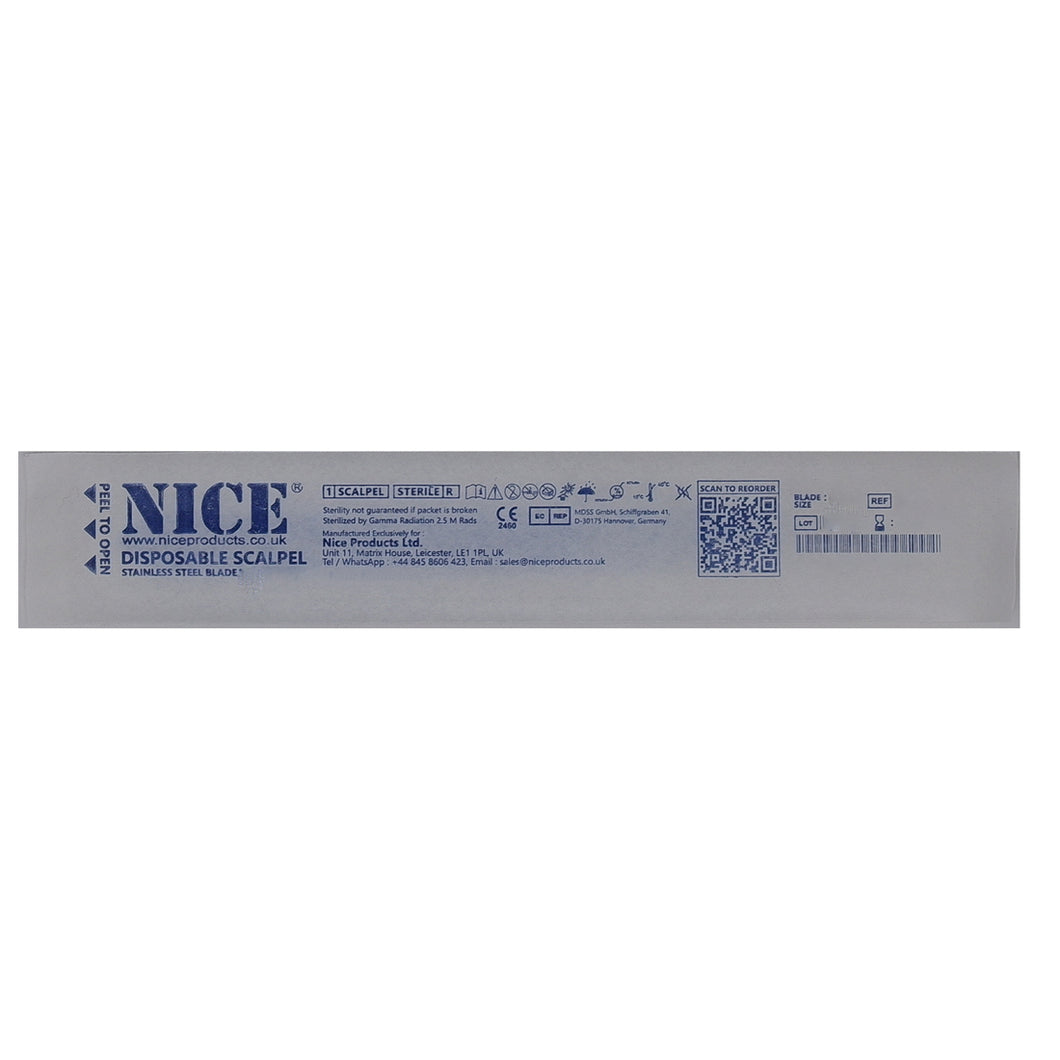 NICE No.11P Sterile Disposable Scalpel fitted with Stainless Steel Blades DSS11P - packed