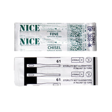 Load image into Gallery viewer, NICE® FS61 FINE Sterile Stainless Steel Chisel Blades (Box of 25)
