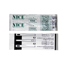 Load image into Gallery viewer, NICE® FS62 FINE Sterile Stainless Steel Chisel Blades (Box of 25)
