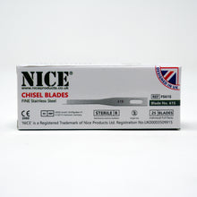 Load image into Gallery viewer, NICE® FS61S FINE Sterile Stainless Steel Chisel Blades (Box of 25)
