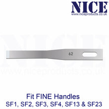 Load image into Gallery viewer, NICE® FS62 FINE Sterile Stainless Steel Chisel Blades (Box of 25)
