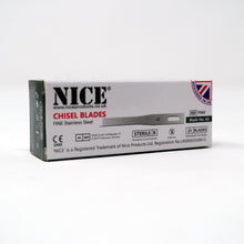 Load image into Gallery viewer, NICE® FS62 FINE Sterile Stainless Steel Chisel Blades (Box of 25)
