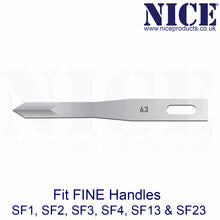 Load image into Gallery viewer, NICE® FS63 FINE Sterile Stainless Steel Chisel Blades (Box of 25)
