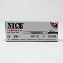 Load image into Gallery viewer, NICE® FS64 FINE Sterile Stainless Steel Chisel Blades (Box of 25)
