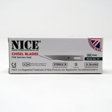 Load image into Gallery viewer, NICE® FS65 FINE Sterile Stainless Steel Chisel Blades (Box of 25)
