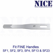 Load image into Gallery viewer, NICE® FS69 FINE Sterile Stainless Steel Chisel Blades (Box of 25)
