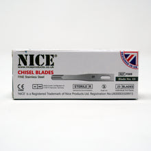 Load image into Gallery viewer, NICE® FS69 FINE Sterile Stainless Steel Chisel Blades (Box of 25)
