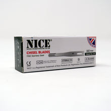 Load image into Gallery viewer, NICE® FS69 FINE Sterile Stainless Steel Chisel Blades (Box of 25)
