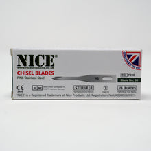 Load image into Gallery viewer, NICE® FS90 FINE Sterile Stainless Steel Chisel Blades (Box of 25)
