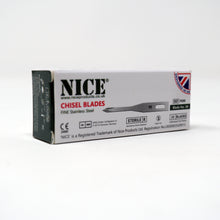 Load image into Gallery viewer, NICE® FS90 FINE Sterile Stainless Steel Chisel Blades (Box of 25)
