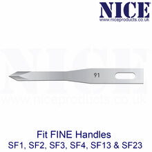 Load image into Gallery viewer, NICE® FS91 FINE Sterile Stainless Steel Chisel Blades (Box of 25)
