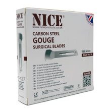 Load image into Gallery viewer, NICE® No.10 Gouge Sterile Carbon Steel Blades GCS10 (Box of 50)
