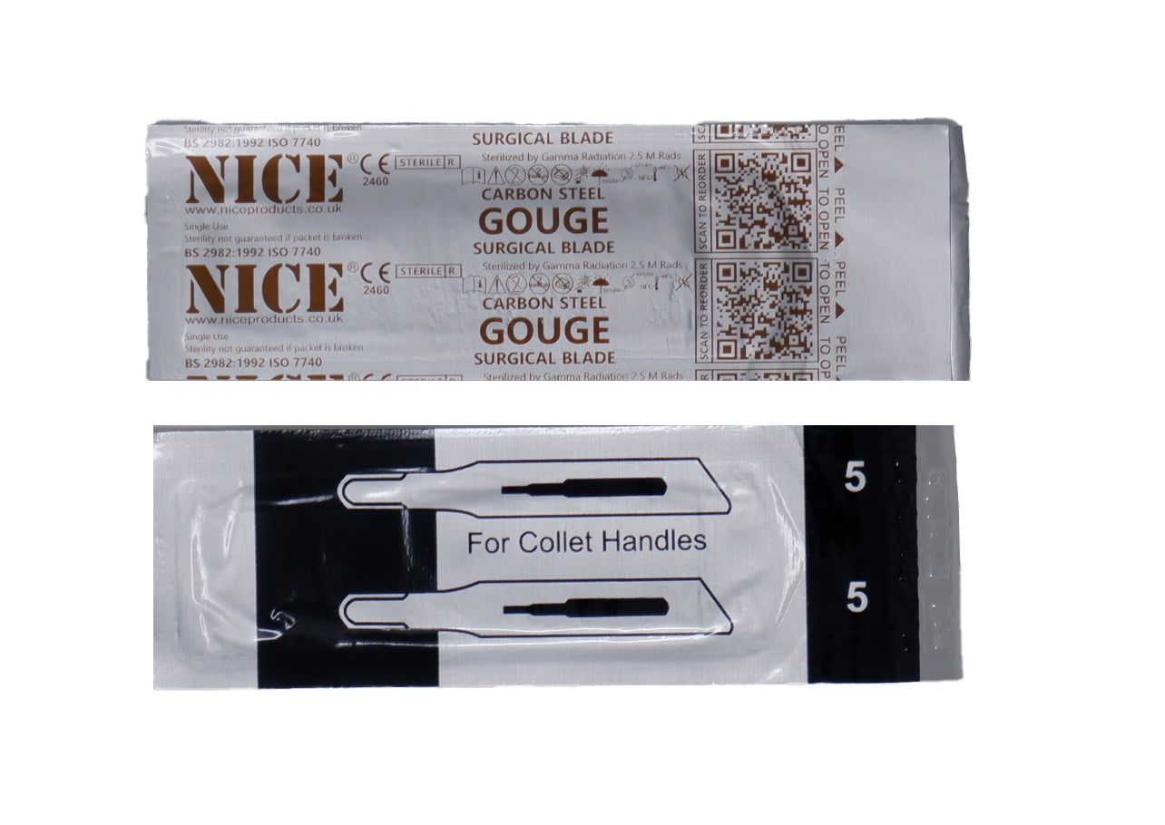 50 X NICE Nr. 5 Gouge Sterile Karbonstahl-Klingen GCS5 – Für Maniküre & Pediküre