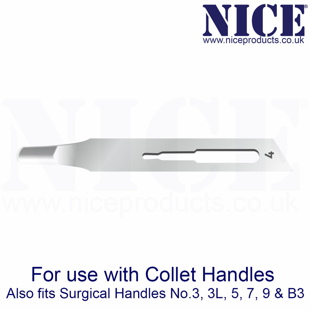 NICE® No.4 Gouge Sterile Carbon Steel Blades GCS4 (Box of 50)