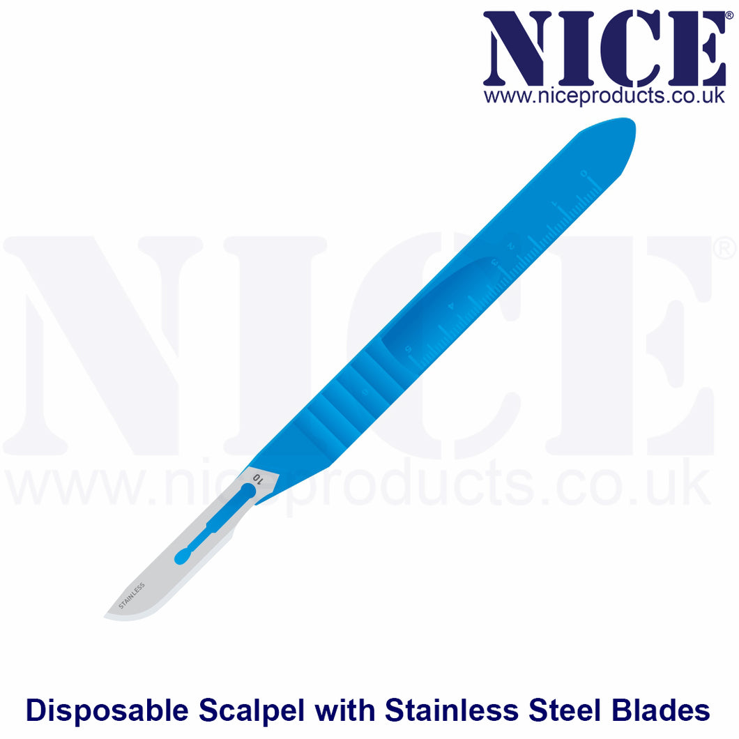 NICE No.10 Sterile Disposable Scalpel fitted with Stainless Steel Blades DSS10