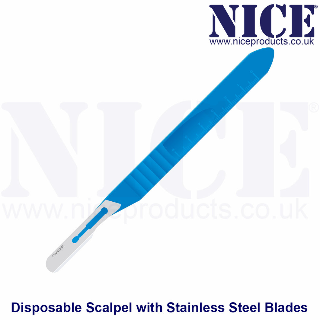 NICE No.10R Sterile Disposable Scalpel fitted with Stainless Steel Blades DSS10R