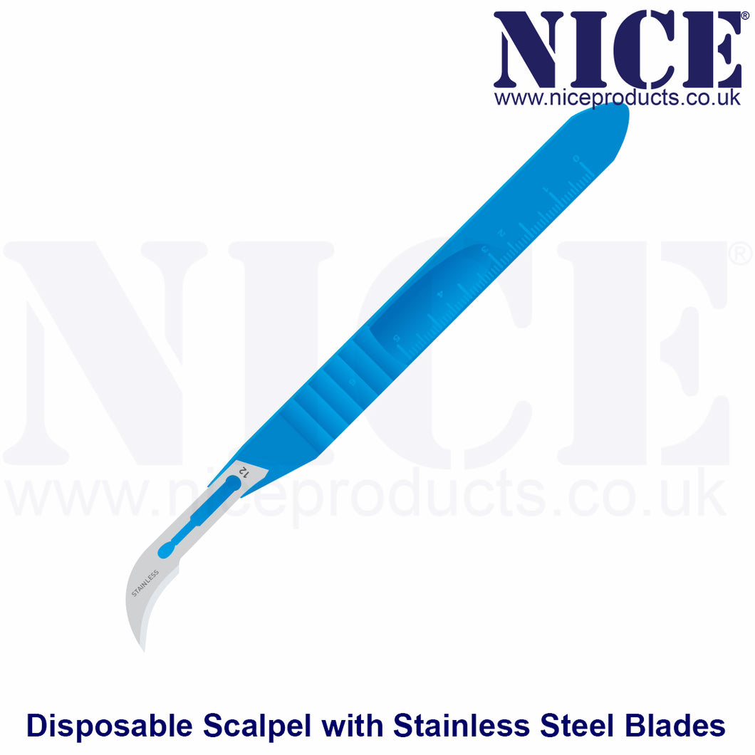 NICE No.12 Sterile Disposable Scalpel fitted with Stainless Steel Blades DSS12