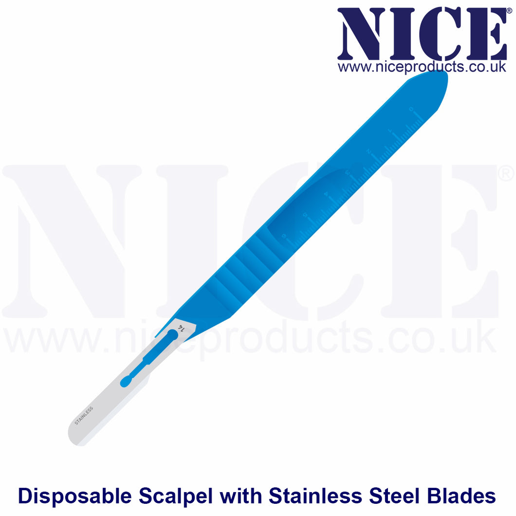 NICE No.14 Sterile Disposable Scalpel fitted with Stainless Steel Blades DSS14