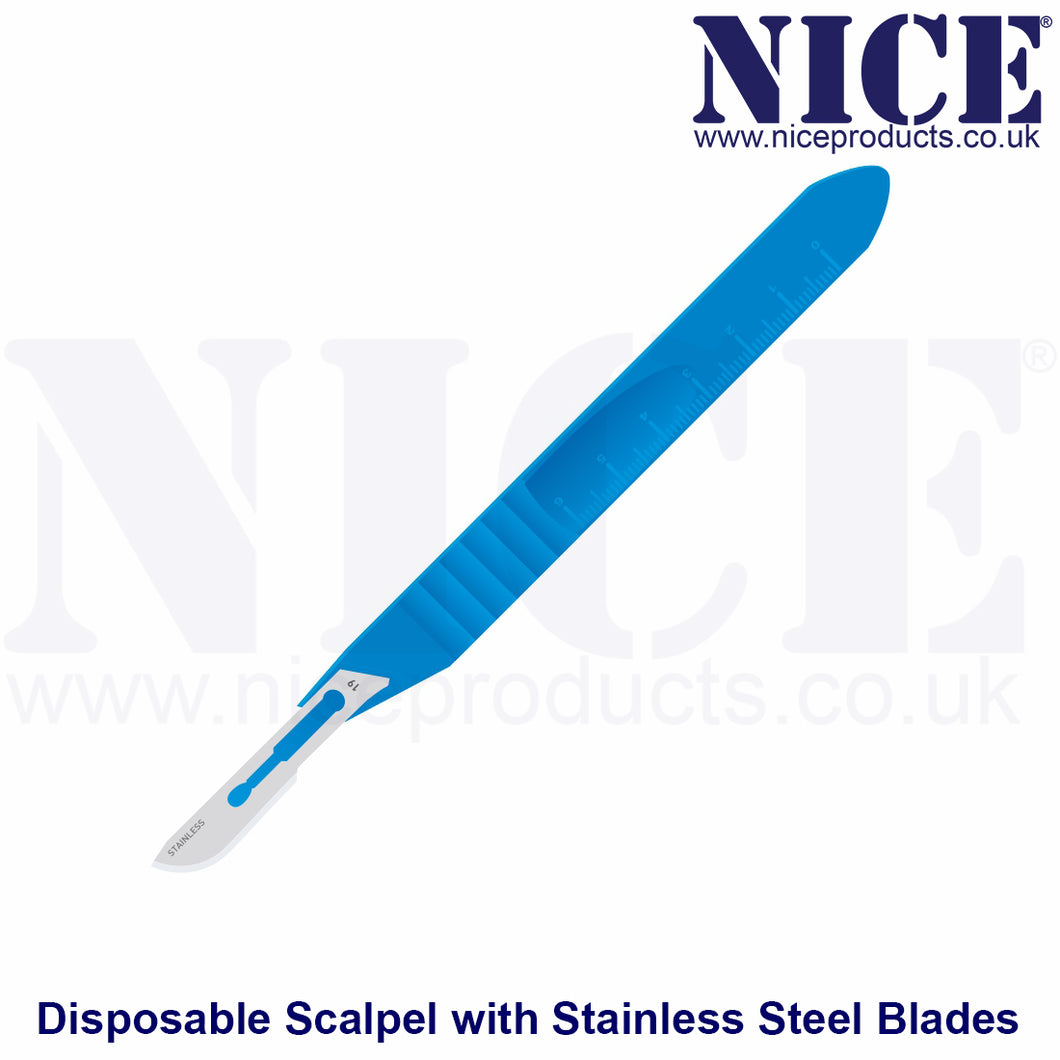 NICE No.19 Sterile Disposable Scalpel fitted with Stainless Steel Blades DSS19