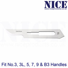 Load image into Gallery viewer, NICE® No.15 Sterile Stainless Steel Surgical Blades SS15 (Box of 100)
