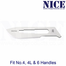 Load image into Gallery viewer, NICE® No.20 Sterile Stainless Steel Surgical Blades SS20 (Box of 100)
