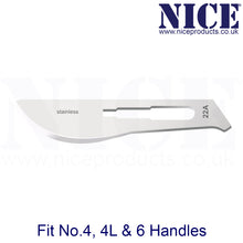 Load image into Gallery viewer, NICE® No.22A Sterile Stainless Steel Surgical Blades SS22A (Box of 100)
