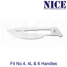 Load image into Gallery viewer, NICE® No.24 Sterile Stainless Steel Surgical Blades SS24 (Box of 100)
