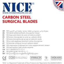 Load image into Gallery viewer, NICE® No.3 Stitch Cutter Sterile Carbon Steel Surgical Blades CS3SCUT (Box of 100)
